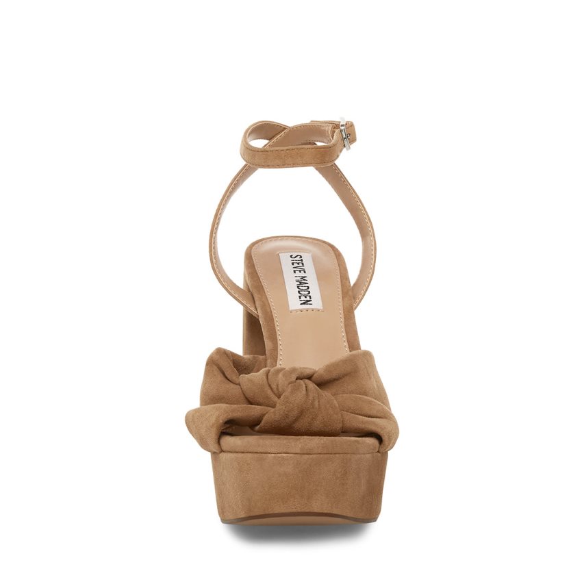 Brown Steve Madden Lala Suede Women's Heels Sandals | PH 1842GXK